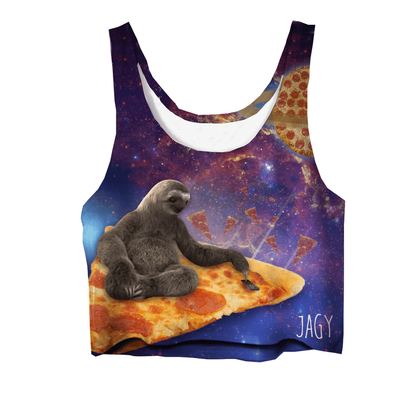 Crop Tops - Sloth In Pizza Galaxy